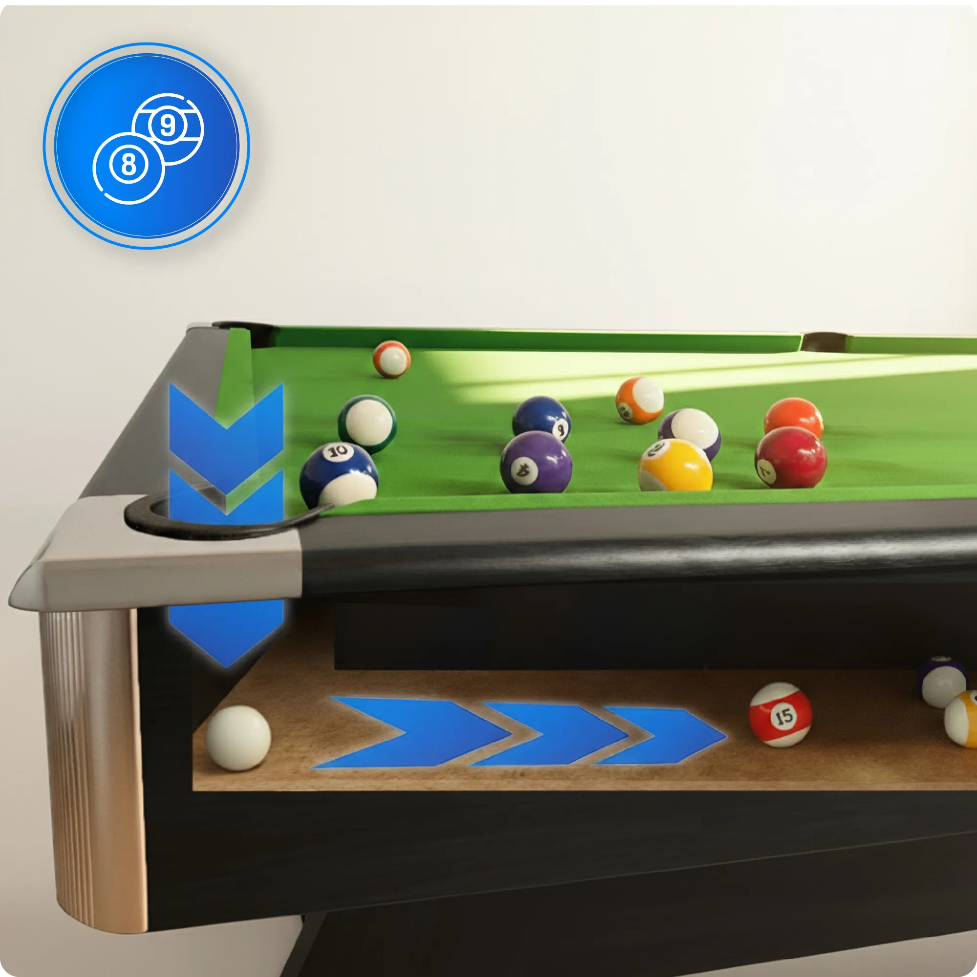 Conjunto da mesa de bilhar BOLD-BLACK-8FT