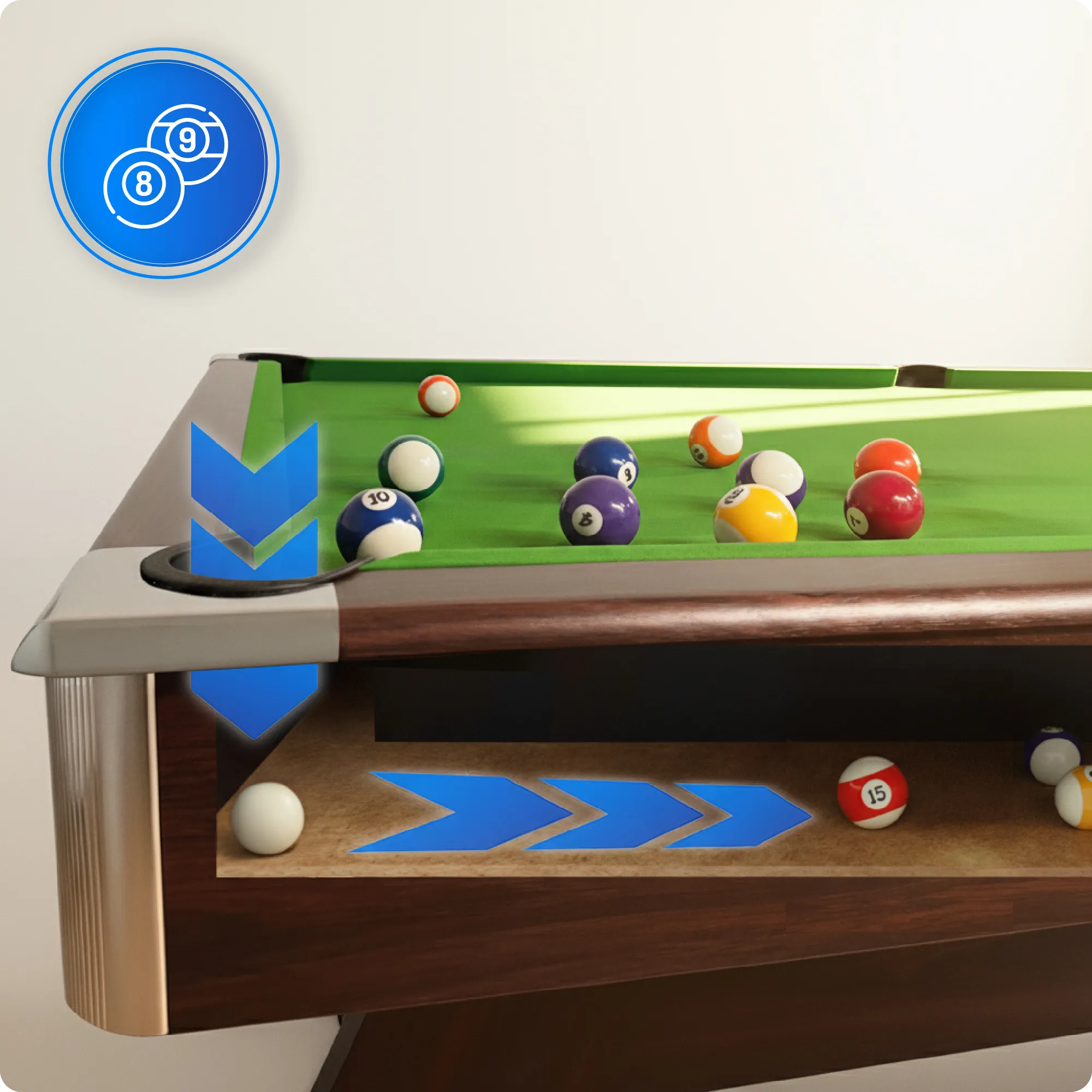 Sistema de recolha de bolas da mesa de sinuca BOLD-BROWN-9FT