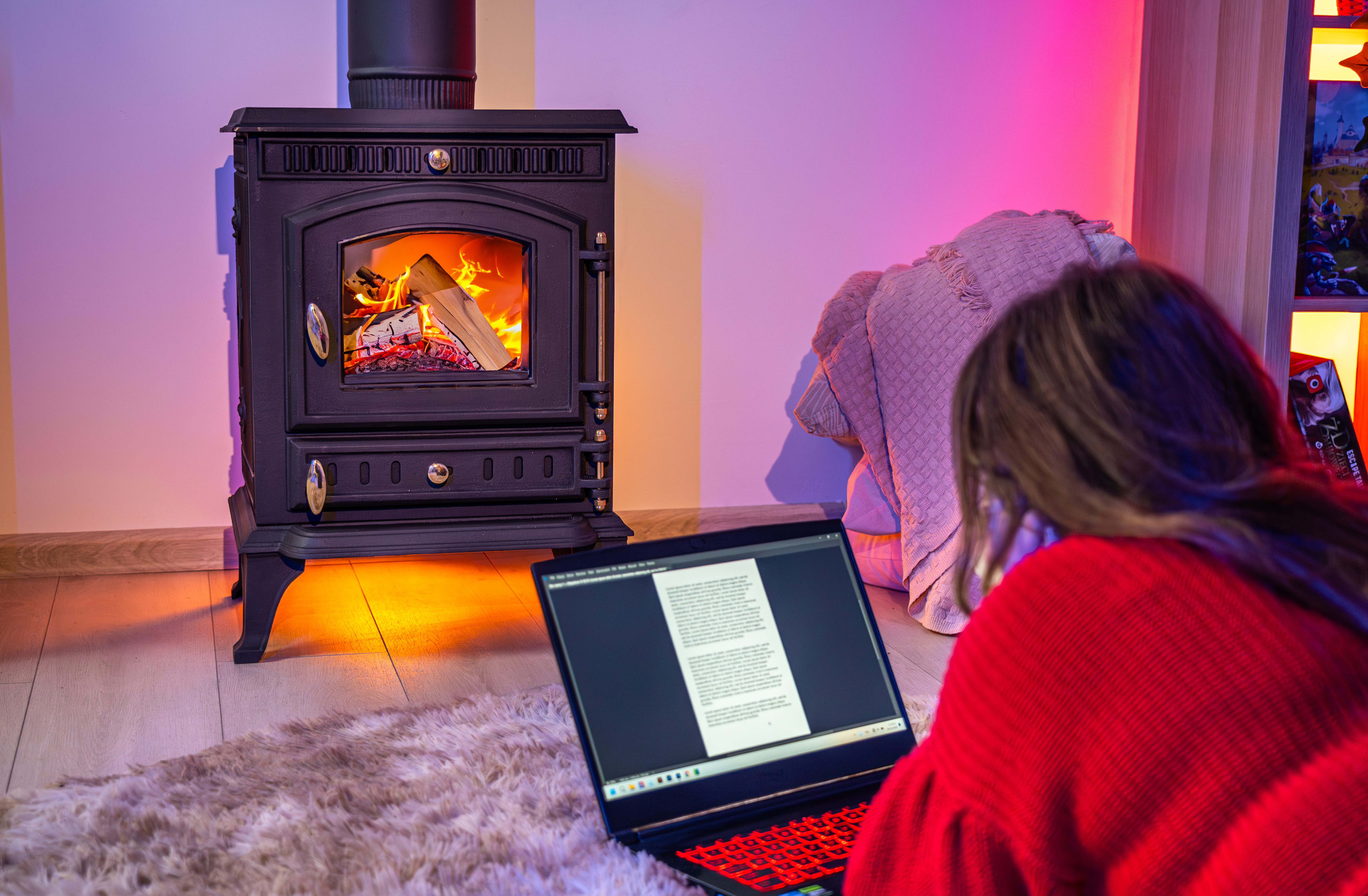 Salamandra clássica de ferro fundido, recuperador de calor