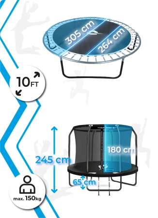 THUNDER INSIDE ELITE trampolim de 305 cm (10 pés) PRETO