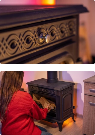 Fogão a lenha HELIOS 10 kW em ferro fundido