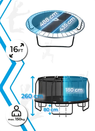 THUNDER INSIDE ELITE Trampolim de 16 pés (488 cm) PRETO