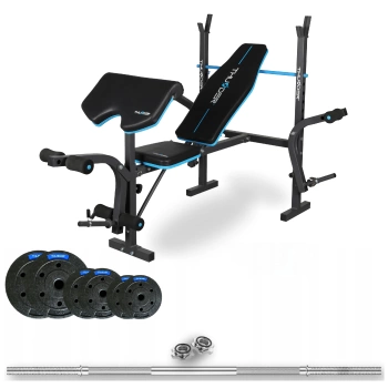 Conjunto de musculação 50 KG com barra de 220 cm e banco VIGOR-A da THUNDER