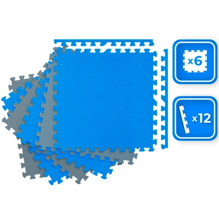 Puzzle de exercício azul-cinzento 60x60x1cm THUNDER