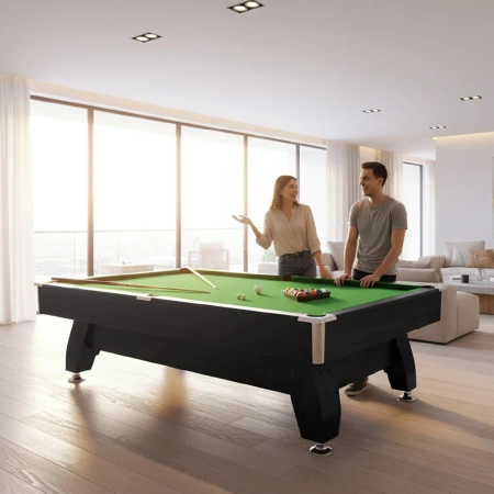 Mesa de bilhar THUNDER com revestimento de pratos/ping pong 9FT - BOLD-BLACK