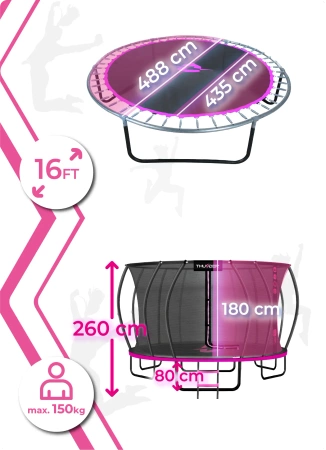 Trampolim THUNDER INSIDE ULTRA 16FT (488 cm) PINK