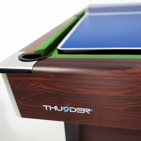Mesa de bilhar THUNDER com revestimento de pratos/ping pong 9FT - BOLD-BROWN