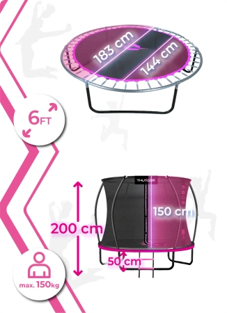 Trampolim THUNDER INSIDE ULTRA 6FT (183 cm) PINK