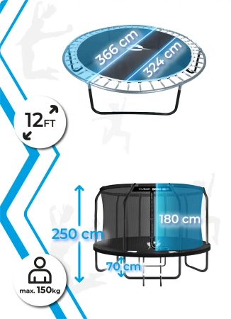 Trampolim THUNDER INSIDE ELITE 12FT (366 cm) PRETO