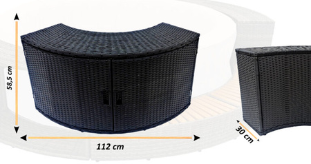 Armário com portas THUNDER para JACUZZI redondo - cor preta