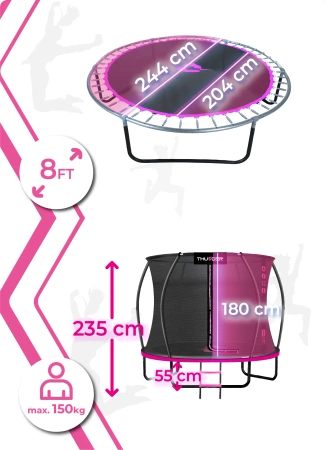 Trampolim THUNDER INSIDE ULTRA 8FT (244 cm) PINK