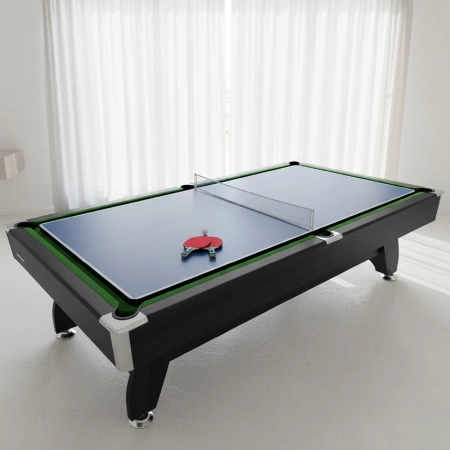 Mesa de bilhar THUNDER com revestimento de bolas de bilhar/ping pong 7FT - BOLD-BLACK