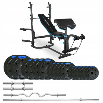 Conjunto de musculação de 57,5 kg com banco VIGOR-B da THUNDER com pescoço forte