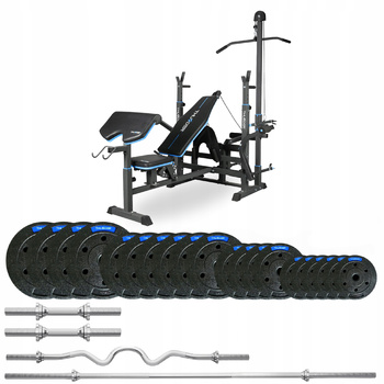 Conjunto de musculação 87,5 kg com banco VIGOR-C da THUNDER com pescoço forte 