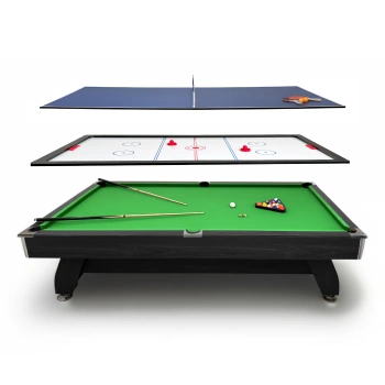 Mesa de bilhar THUNDER com revestimento de bolas de bilhar/ping pong 7FT - BOLD-BLACK