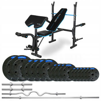 Conjunto de musculação 57,5 kg com banco VIGOR-A da THUNDER com pescoço forte 