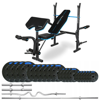 Conjunto de musculação de 87,5 kg com banco VIGOR-A da THUNDER com hard break neck 